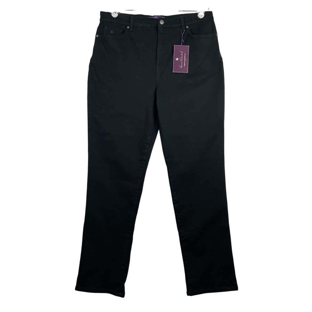 Gloria Vanderbilt Women's Amanda Jeans 16 Black High Rise Tapered Stretch NWT